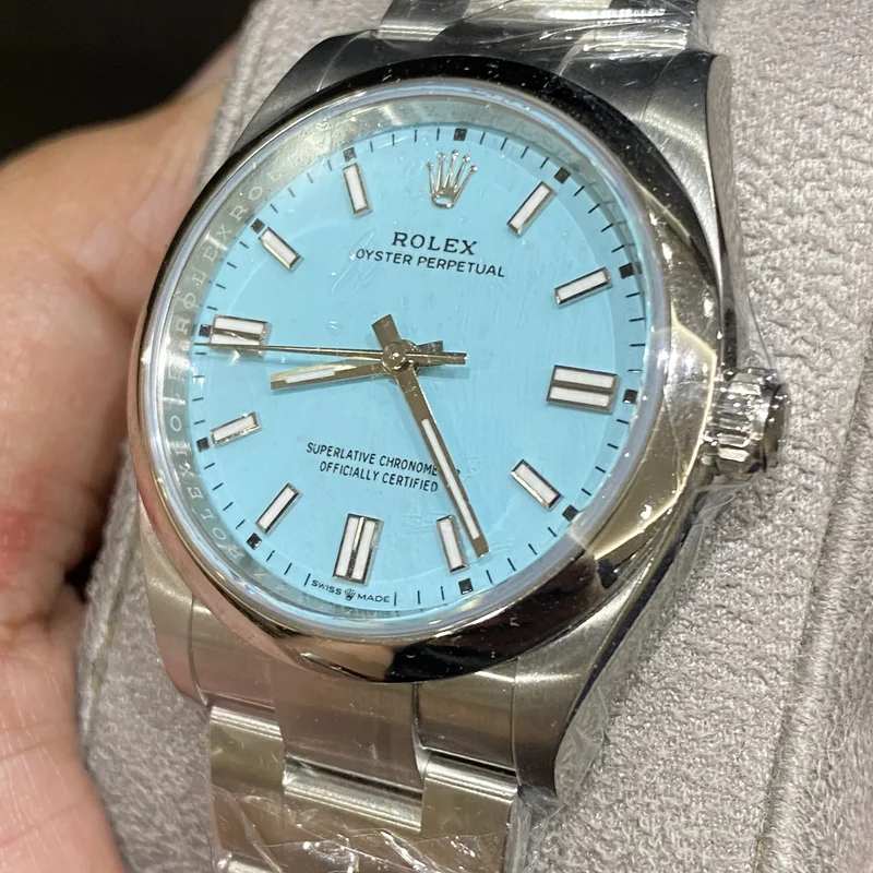 Thumb Oyster Perpetual 36 Stainless Steel / Turquoise