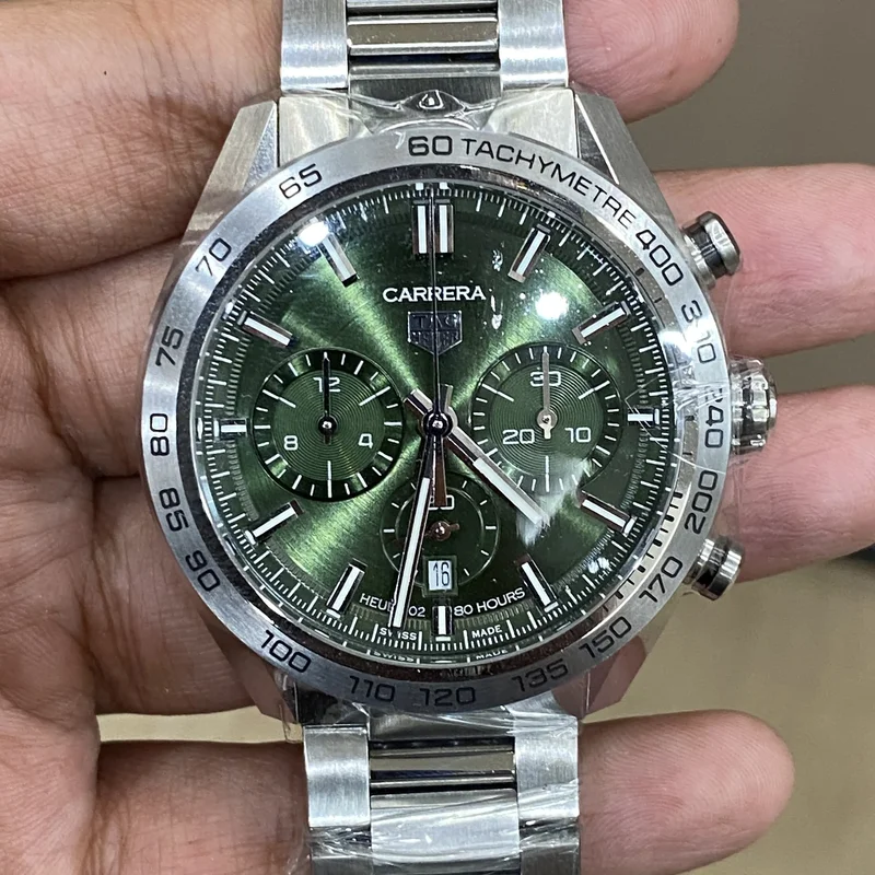 Carrera Calibre Heuer 02 44 Stainless Steel / Green