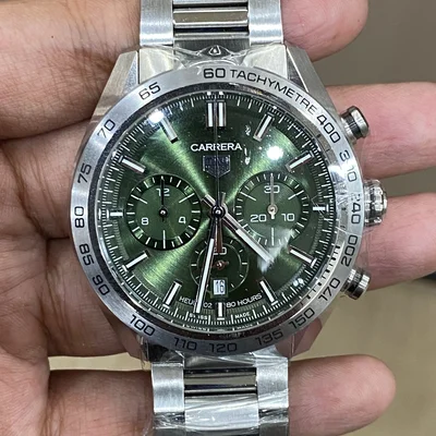 Carrera Calibre Heuer 02 44 Stainless Steel / Green