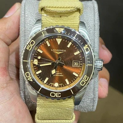 Hydroconquest GMT 41 Stainless Steel / Brown / NATO