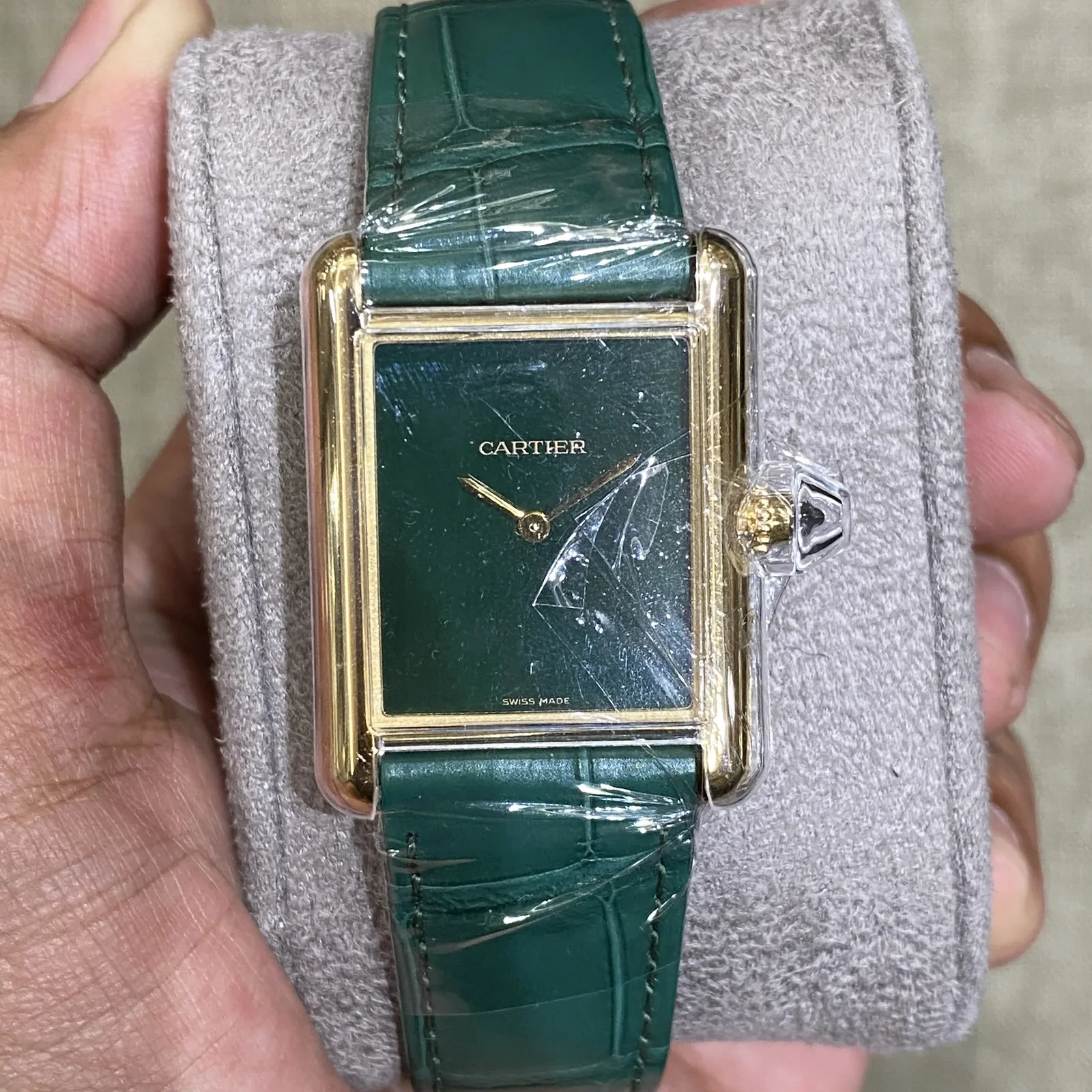 Tank Louis Cartier Large Manual Yellow Gold / Green