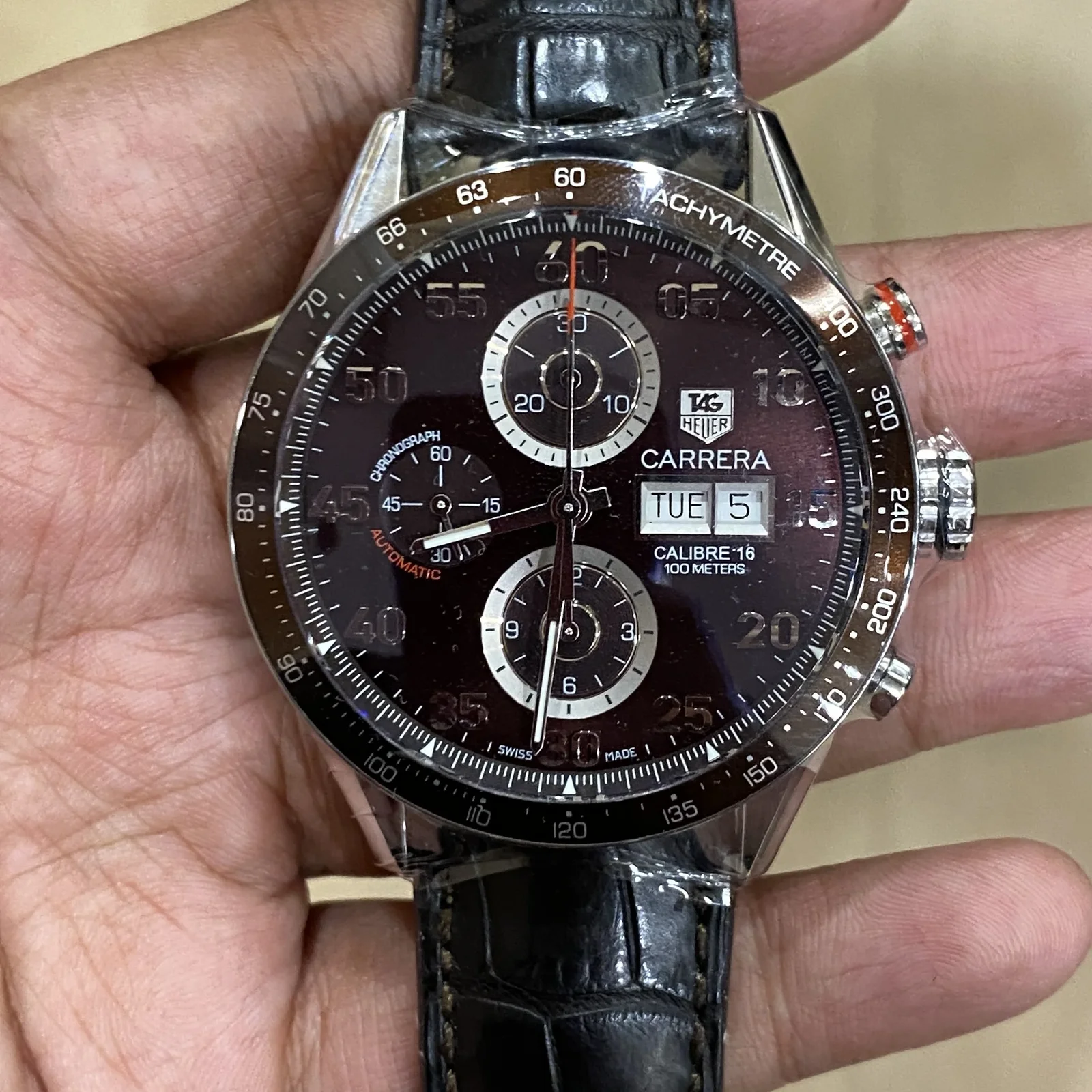 Carrera Calibre 16 Day Date 43 Stainless Steel / Brown / Alligator