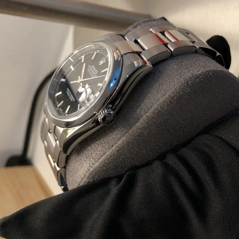 Thumb Datejust 36 Stainless Steel Domed / Oyster / Black