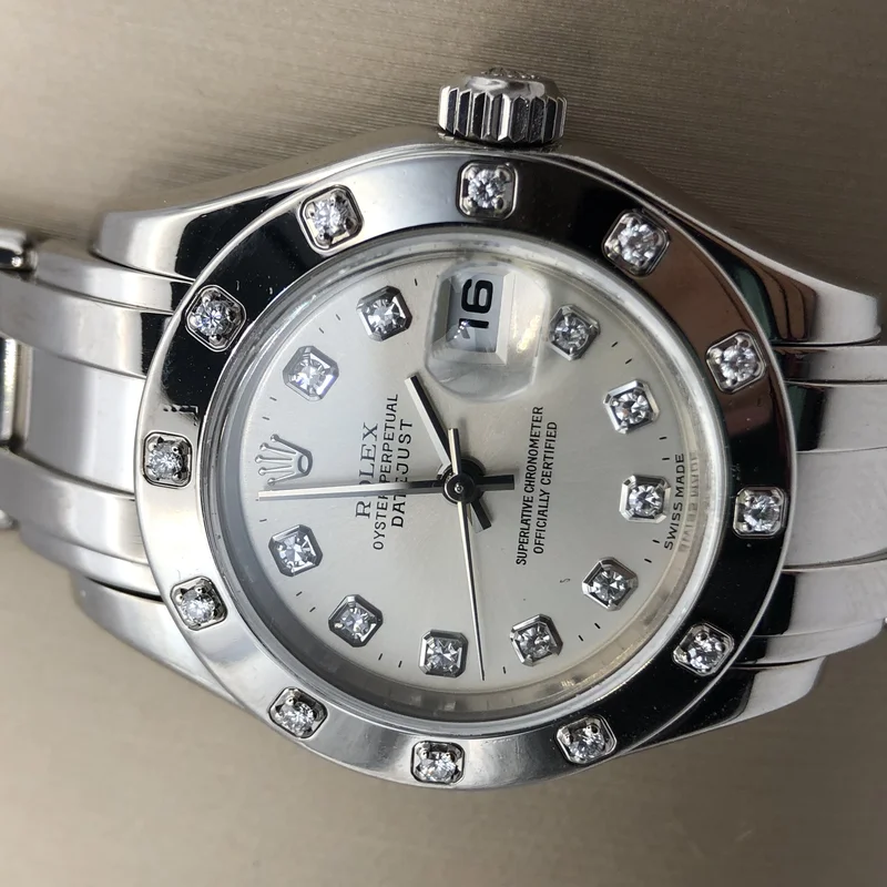 Datejust Pearlmaster 29 White Gold 12 Diamond White Roman