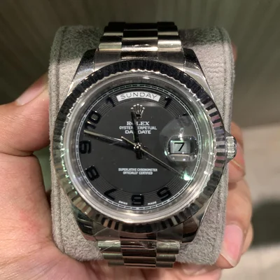 Day-Date II White Gold Black Concentric