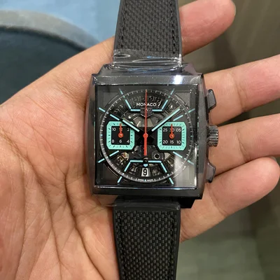 Monaco Calibre Heuer 02 Titanium DLC / Skeleton - Turquoise