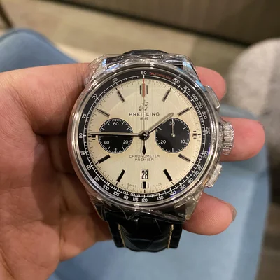 Premier B01 Chronograph 42 Stainless Steel / Silver / Croco / Pin