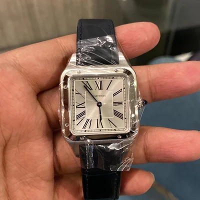 Santos Dumont Large / Blue Alligator Strap