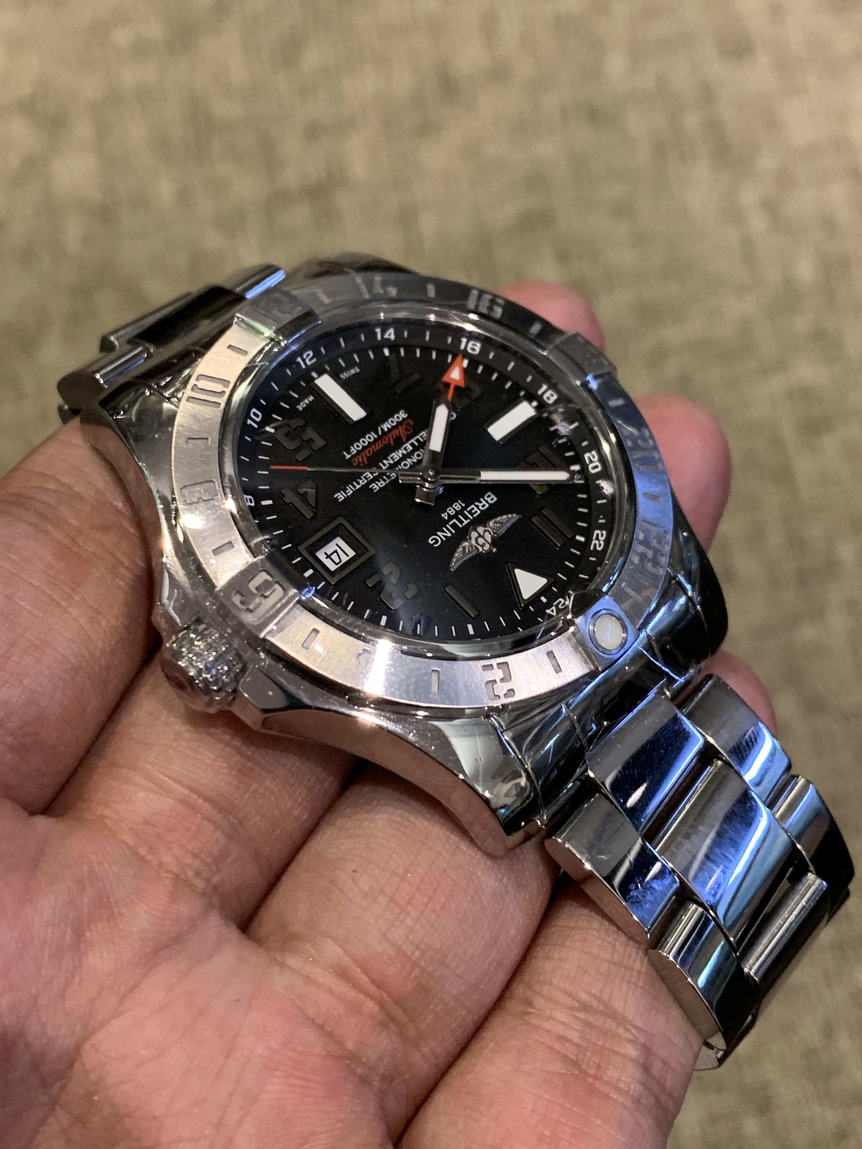 Jual Breitling Avenger II GMT Stainless Steel Volcano Black Military  Pin Original