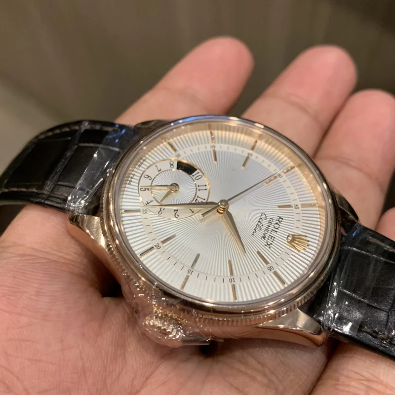 Thumb Cellini Dual Time Everose / Silver / Alligator Black