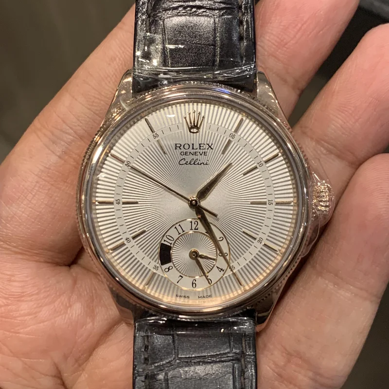 Cellini Dual Time Everose / Silver / Alligator Black