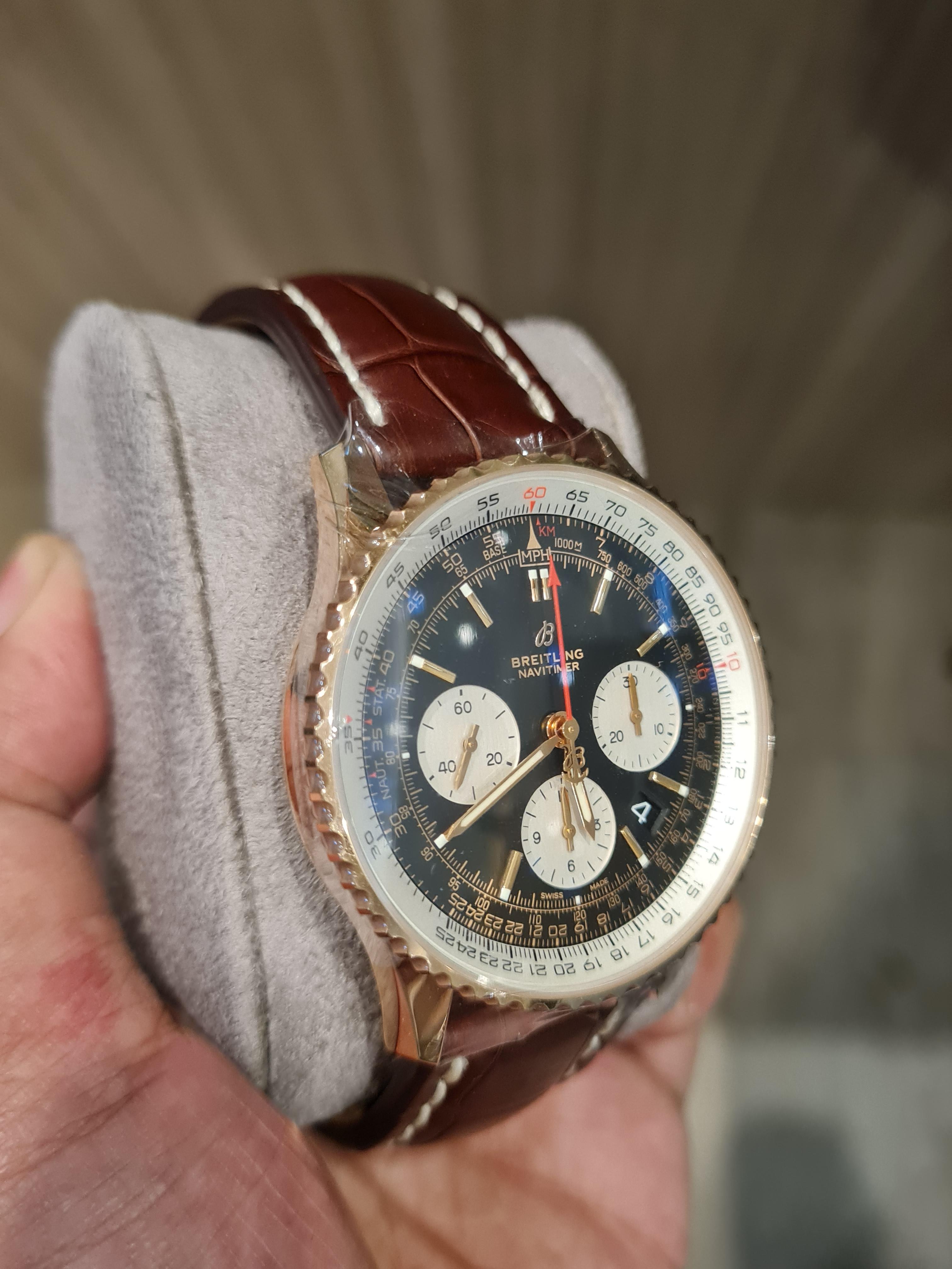 Jual Breitling Navitimer B01 Chronograph 43 Red Gold Black Croco  Pin RB0121211B1P1 Original