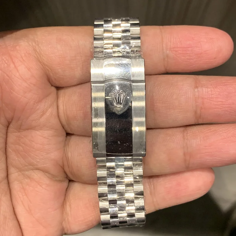 Thumb Datejust 36 Stainless Steel / Fluted / Green - Palm / Jubilee