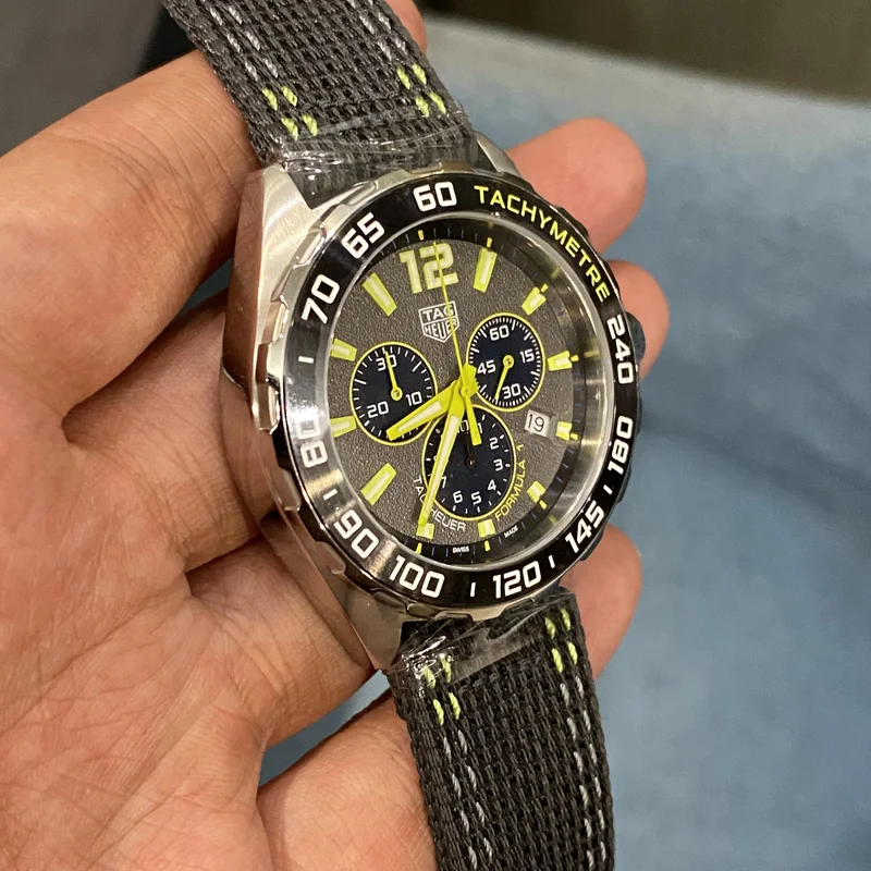 Thumb Formula 1 Quartz Chronograph 43 Stainless Steel / Grey-Yellow