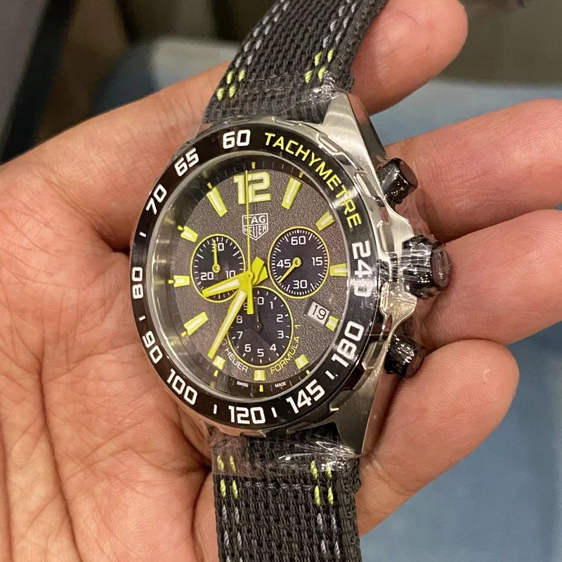 Thumb Formula 1 Quartz Chronograph 43 Stainless Steel / Grey-Yellow