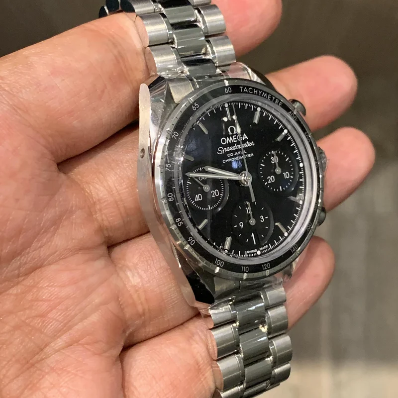 Thumb Speedmaster Co-Axial 38 Stainless Steel / Black / Bracelet