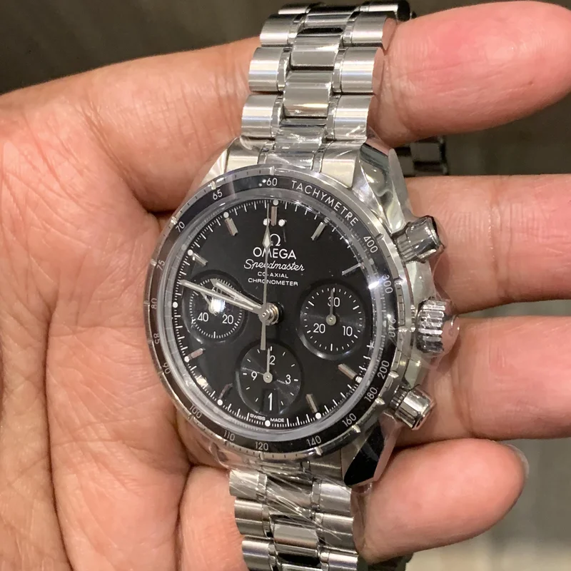 Thumb Speedmaster Co-Axial 38 Stainless Steel / Black / Bracelet