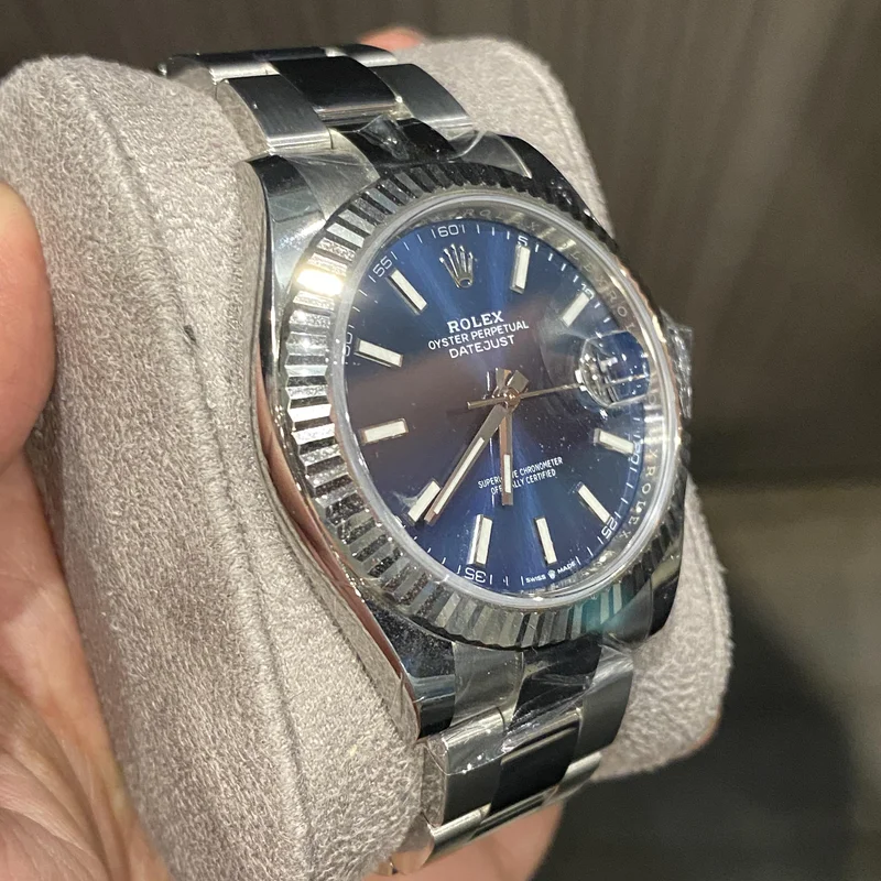 Thumb Datejust 41 Stainless Steel Fluted / Oyster / Blue
