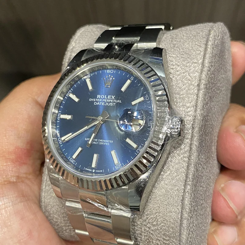Thumb Datejust 41 Stainless Steel Fluted / Oyster / Blue