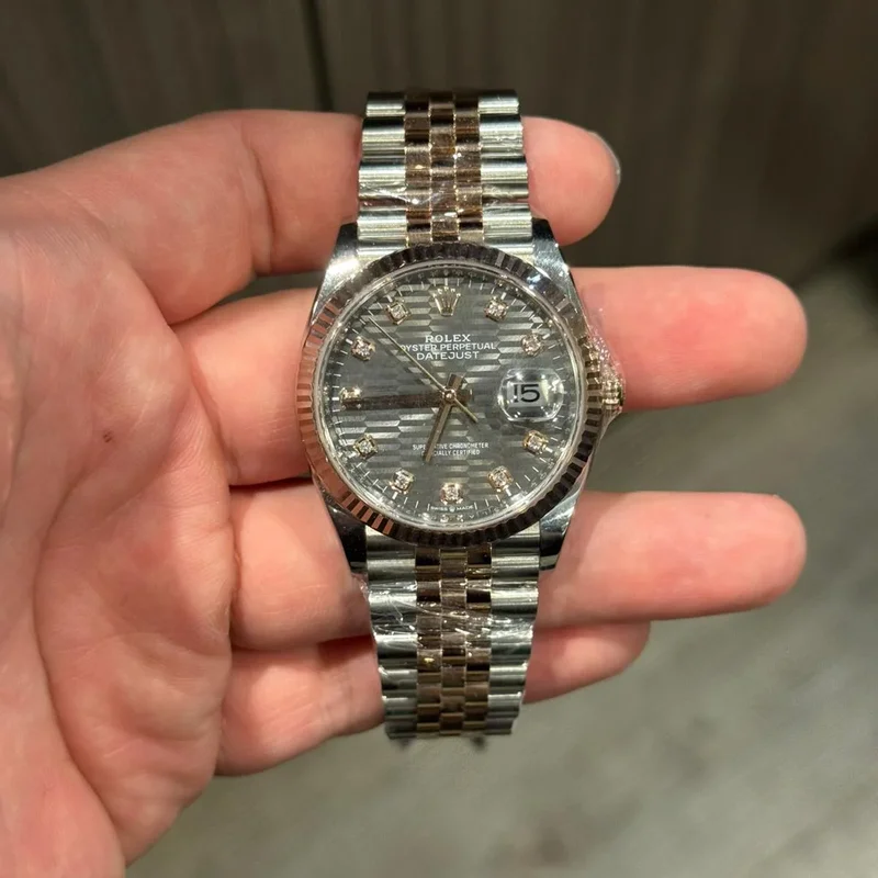 Datejust 36 Stainless Steel / Everose / Fluted / Slate - Fluted - Diamond / Jubilee