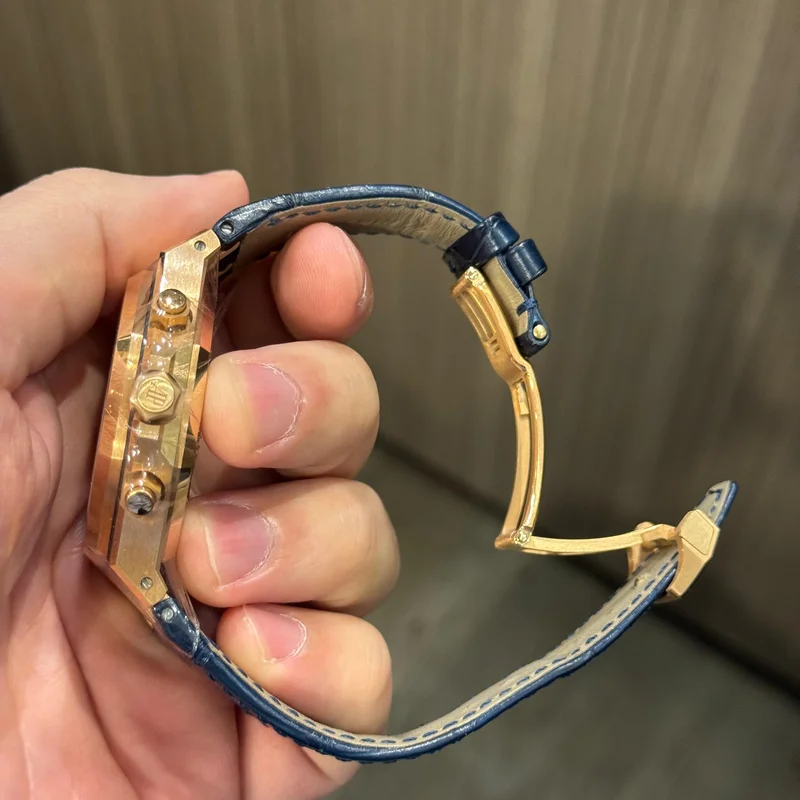 Thumb Royal Oak Chronograph 41 Pink Gold / Blue / Strap / 50th Anniversary