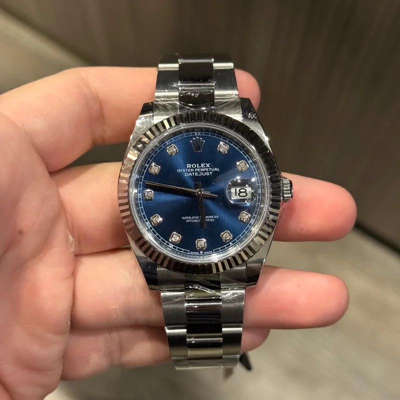 Datejust 41 Stainless Steel Fluted / Oyster / Blue - Diamond