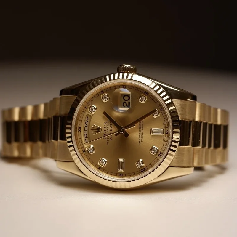 Day-Date 36 Yellow Gold Fluted / President / Champagne Diamonds