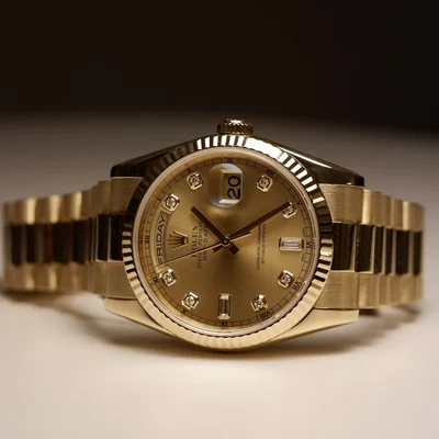 Day-Date 36 Yellow Gold Fluted / President / Champagne Diamonds