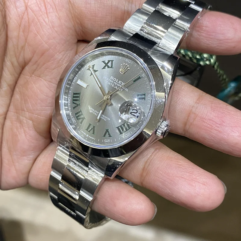 Thumb Datejust 41 Stainless Steel Smooth / Oyster / Slate Roman