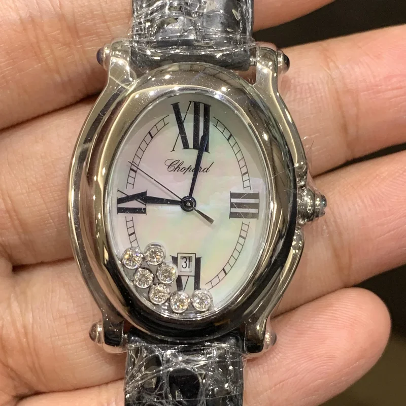 Happy Sport Oval 7 Diamond / Stainless Steel / Mother of Pearl