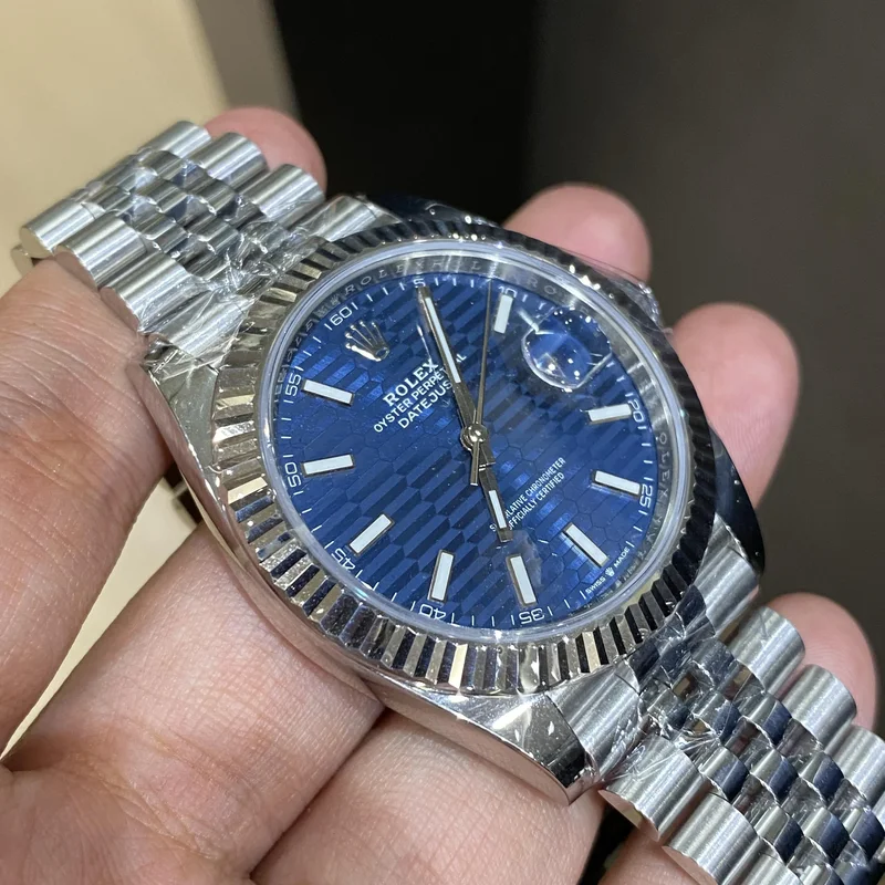 Thumb Datejust 41 Stainless Steel Fluted / Jubilee / Blue