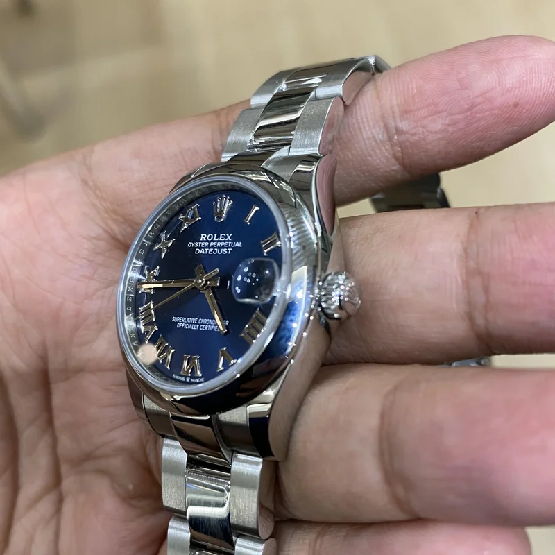 Thumb Datejust 31 Stainless Steel / Oyster / Blue - Roman
