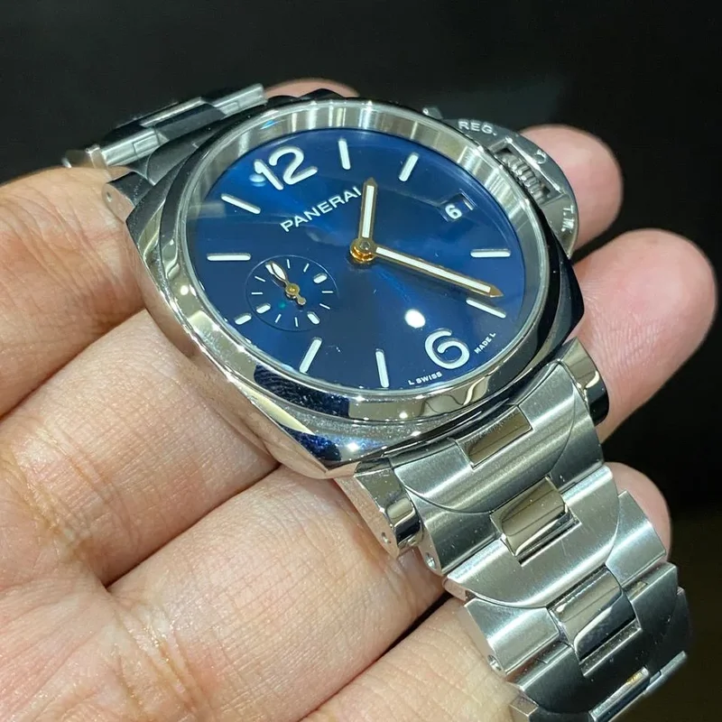 Thumb Luminor Due 38 Automatic Stainless Steel / Blue / Bracelet