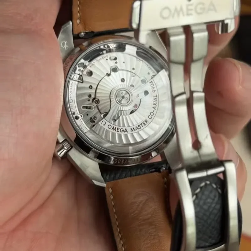 Thumb Speedmaster Moonphase Chronograph Master Chronometer Stainless Steel / Blue / Alligator