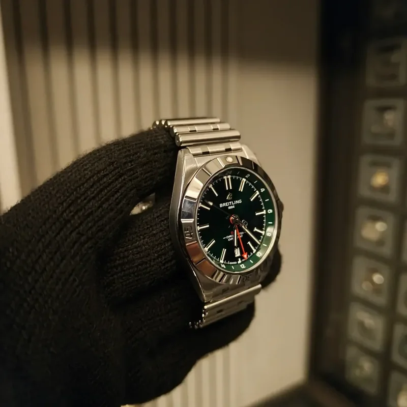 Thumb Chronomat  40 GMT Stainless Steel / Green / Rouleaux