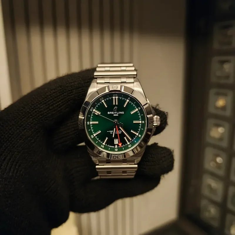 Chronomat  40 GMT Stainless Steel / Green / Rouleaux