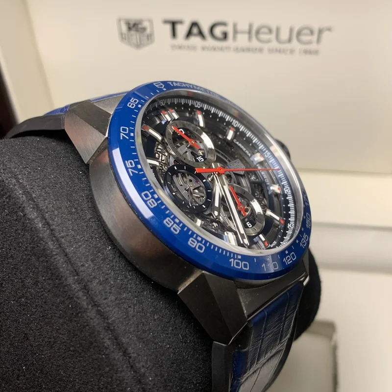 Thumb Carrera Calibre Heuer 01 43 Stainless Steel / Blue Ceramic / Alligator