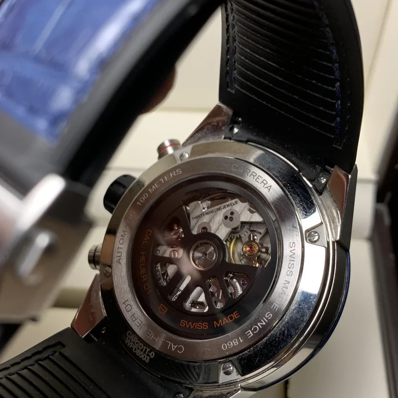 Thumb Carrera Calibre Heuer 01 43 Stainless Steel / Blue Ceramic / Alligator