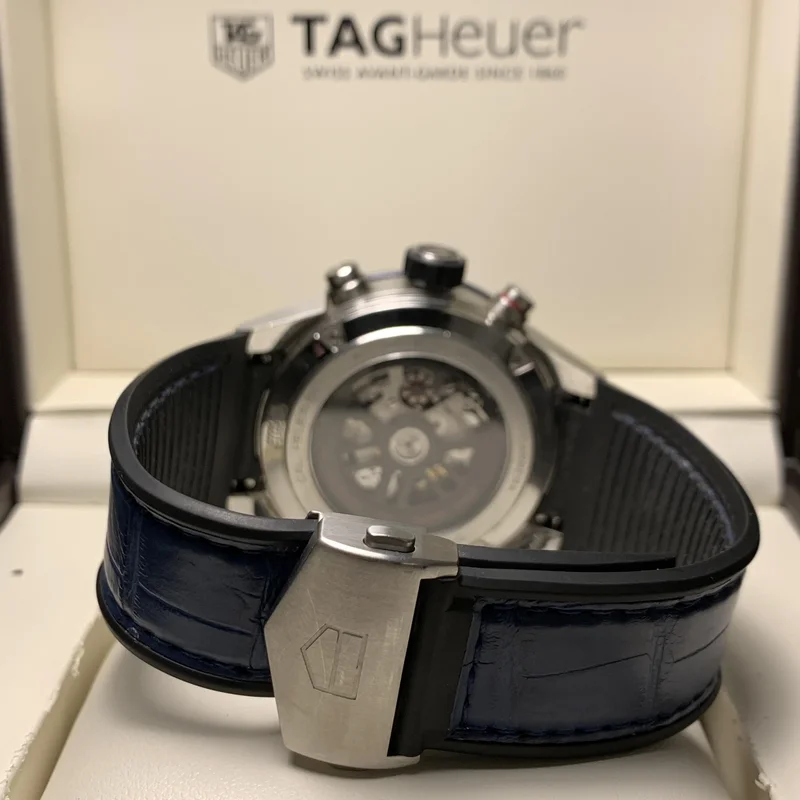 Thumb Carrera Calibre Heuer 01 43 Stainless Steel / Blue Ceramic / Alligator