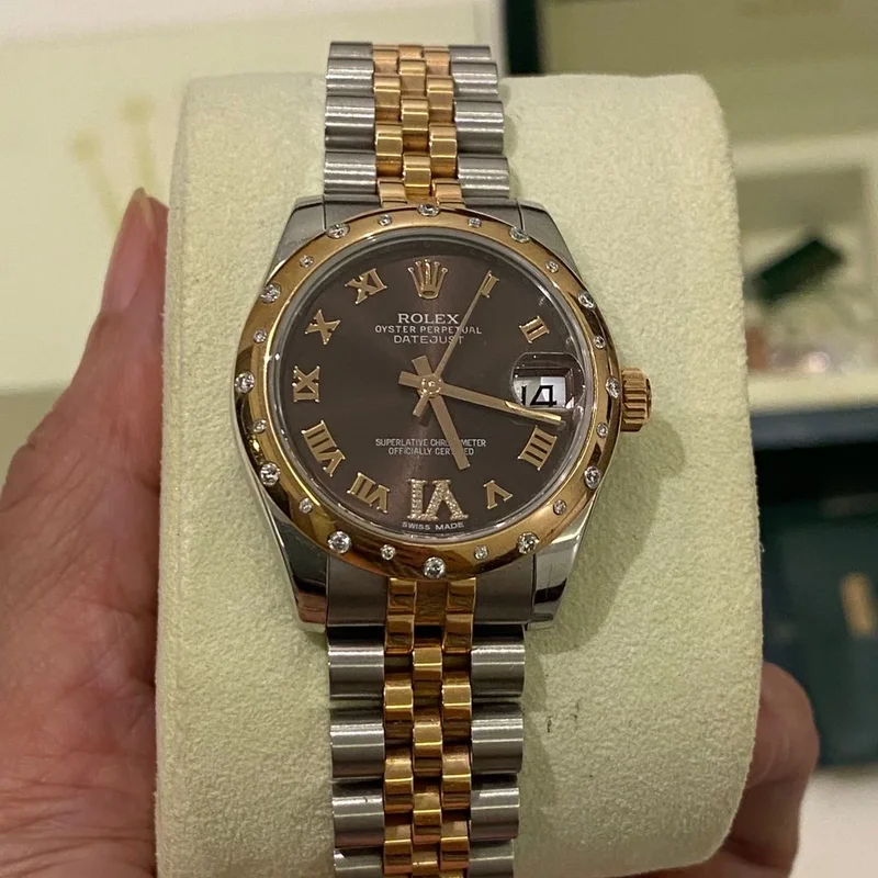 Datejust 31 Rolesor Everose Domed Diamond / Jubilee / Chocolate Roman
