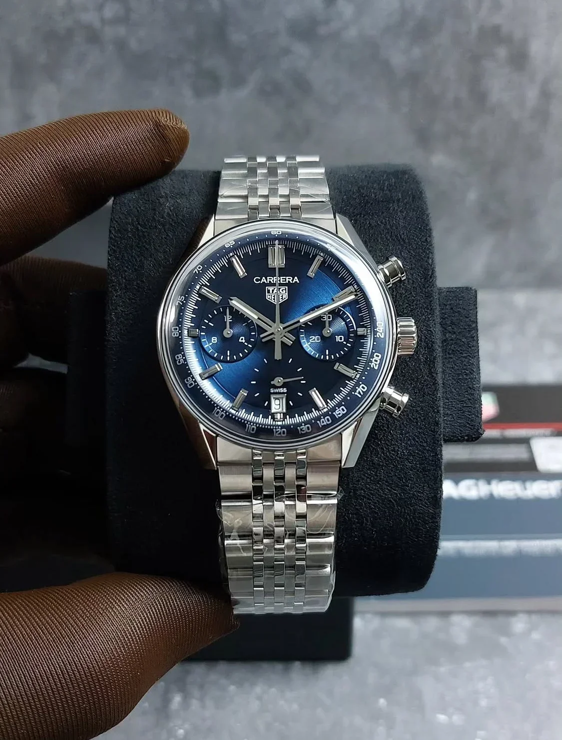 Carrera Chronograph Glass Box Stainless Steel / Blue /Bracelet