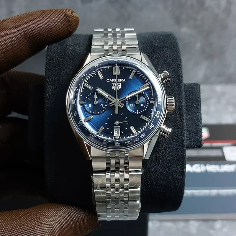 Carrera Chronograph Glass Box Stainless Steel / Blue /Bracelet