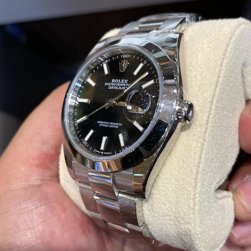 Thumb Datejust 41 Stainless Steel Smooth / Oyster / Black