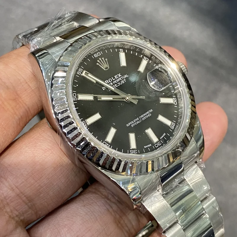 Thumb Datejust II Fluted Black Stick