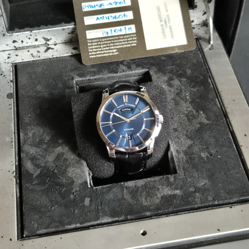 Thumb Pontos Day-Date 40 Stainless Steel / Blue / Strap