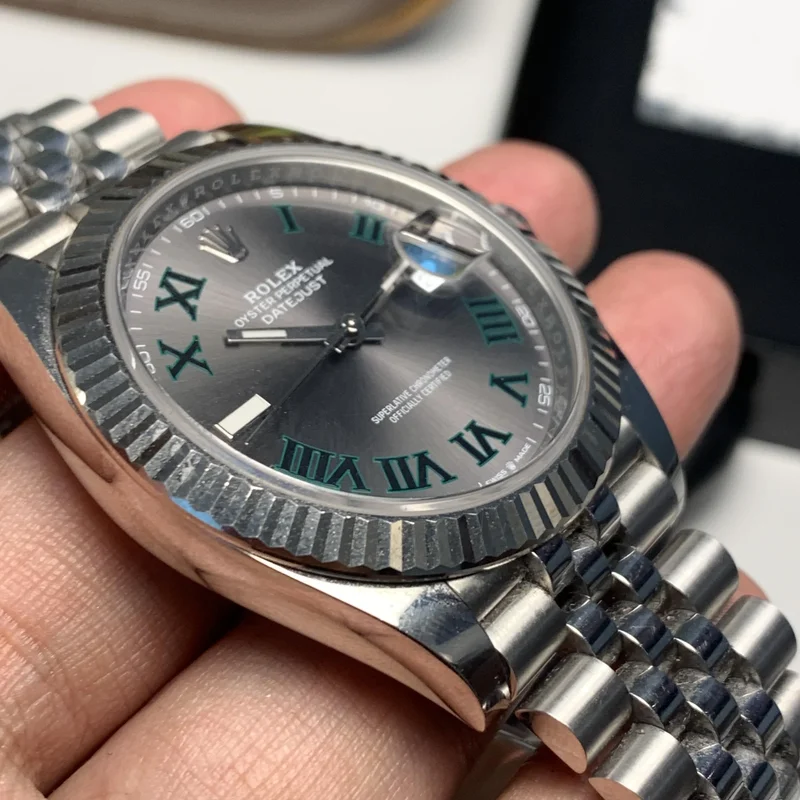 Thumb Datejust 41 Stainless Steel Fluted / Slate - Roman / Jubilee