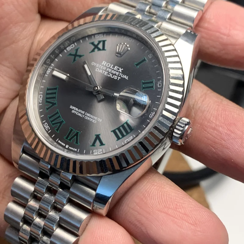 Thumb Datejust 41 Stainless Steel Fluted / Slate - Roman / Jubilee
