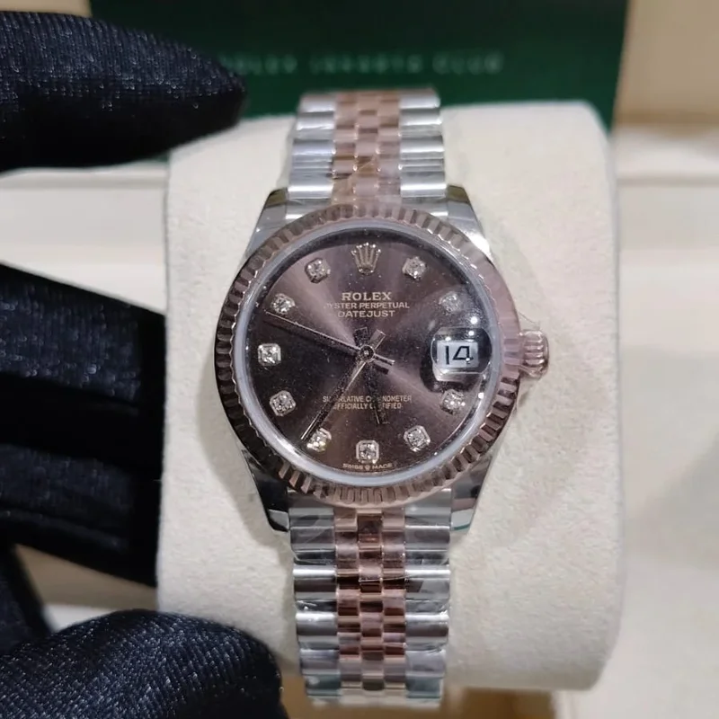 Datejust 31 Stainless Steel/ Rose Gold / Fluted / Chocolate - Diamond / Jubilee