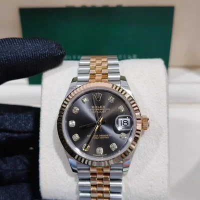 Datejust 31 Stainless Steel / Yellow Gold / Fluted / Grey - Diamond / Jubilee