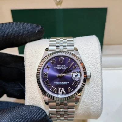Datejust 31 Stainless Steel Fluted / Jubilee / Aubergine - Roman